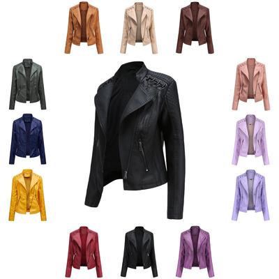 Veste de moto slim en cuir pour femme européenne 2023 - Collection printemps-automne