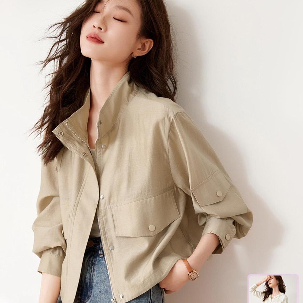 College Style Air Coat Autumn New Versatile Casual Texture Loose Jacket for Women