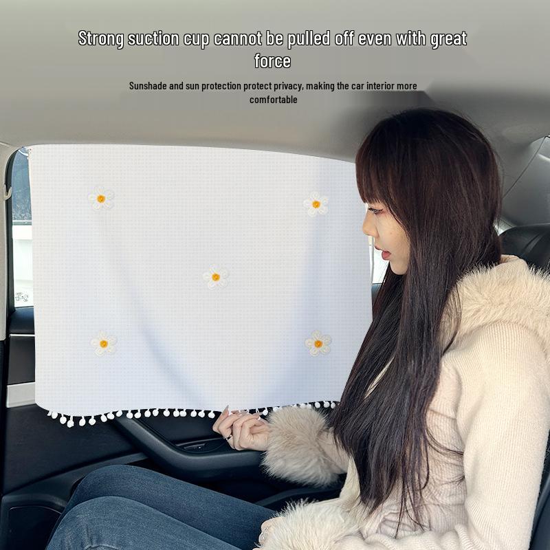 Car Window Sunshade Curtain - Heat Insulation & UV Protection for Baby Stroller, Suction Cup Style