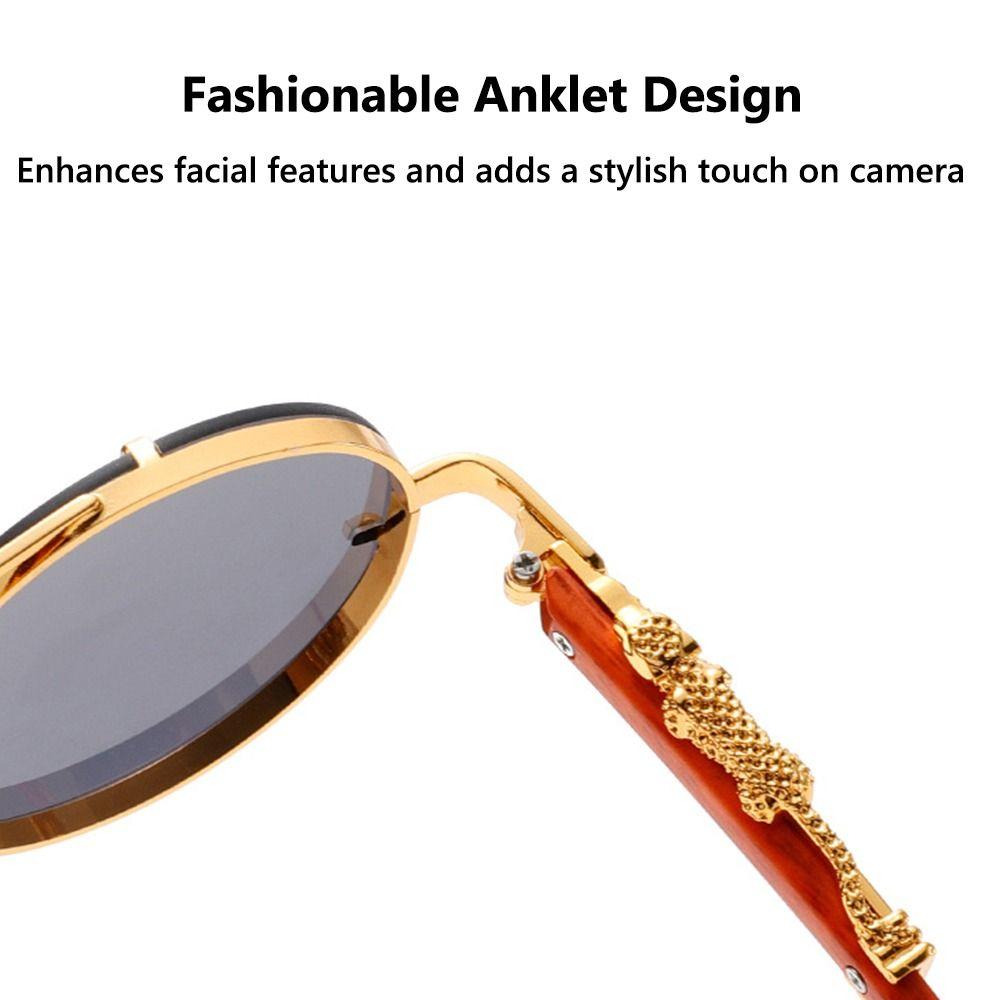 Fashion Luxury Design Round Sunglasses Double Bridge Cheetah Decoration Punk Sun Glasses Uv Protection Gradient Shades Unisex