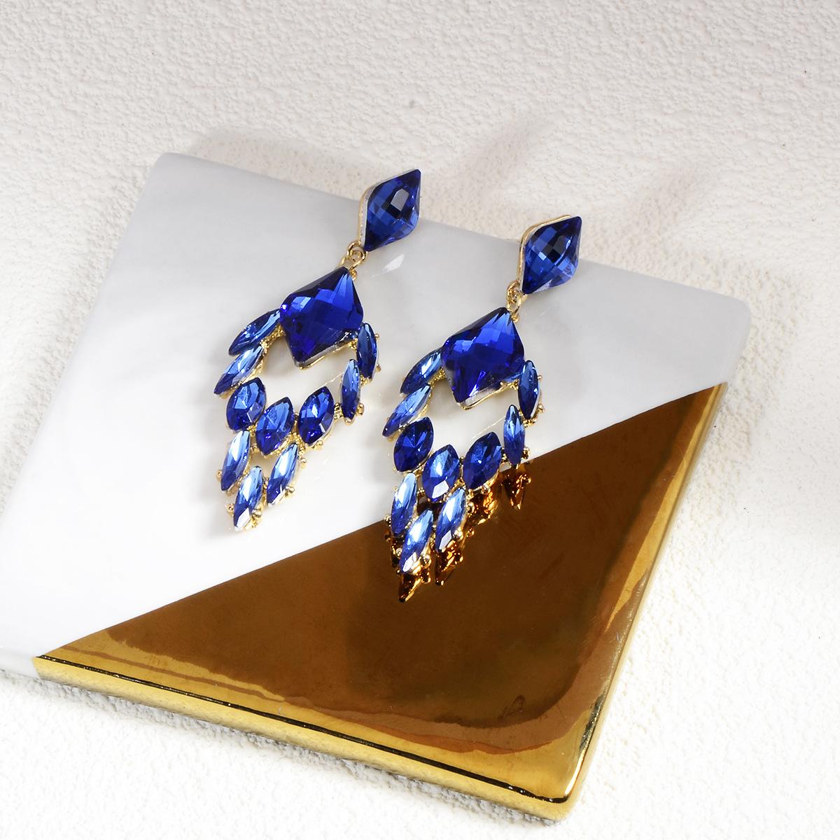 

Модные Большие Алмазные Серьги для Женщин Супер Блестящие Цветные Алмазные Серьги для Свадебной Вечеринки Элегантные Роскошные Серьги синий