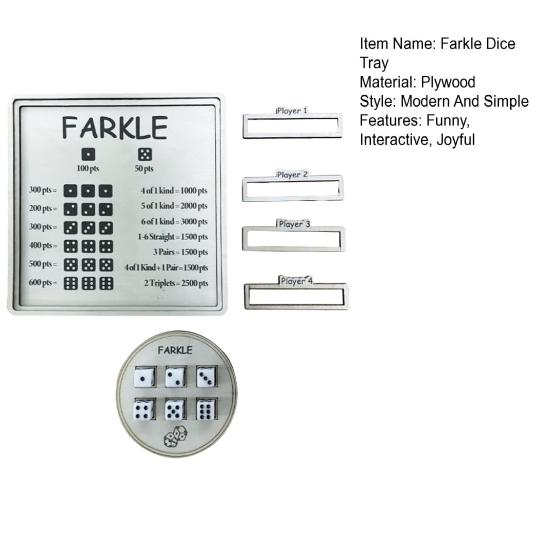 Farkle Dice Tray And Storage Case Classic Board Game Set with Embedded Scoring Combinations Dice Scoreboard for Family Game Night