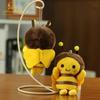 Cute Bee Plush Keychain Cartoon Stuffed Animal Toy Bag Charm Backpack Pendant Kawaii Mini Honeybee Soft Fun Decor Kid Girl Gift