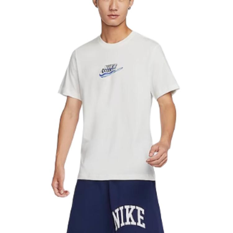 Nike Sportswear Letter Brand Logo Design Breathable Comfortable Pullover Short Sleeve T-Shirt Men T-Shirts Sail FZ5398-133