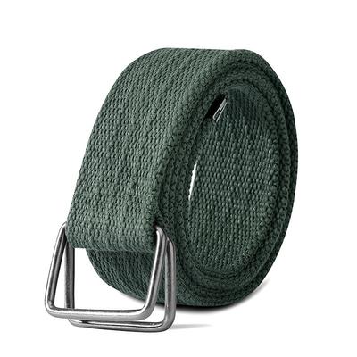 New Simple Double Ring Alloy Buckle Woven Canvas Men Belt Retro Casual Belt For Men