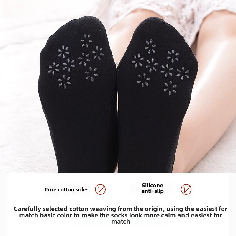 5 Pairs Lace Boat Socks Women Shallow Mouth Summer Thin Silicone Non-slip Breathable with Invisible Socks