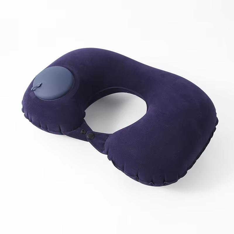 Travel Inflatable C-shaped Pillow for Car Airplane, Portable U-shaped PVC Plush Neck Pillow