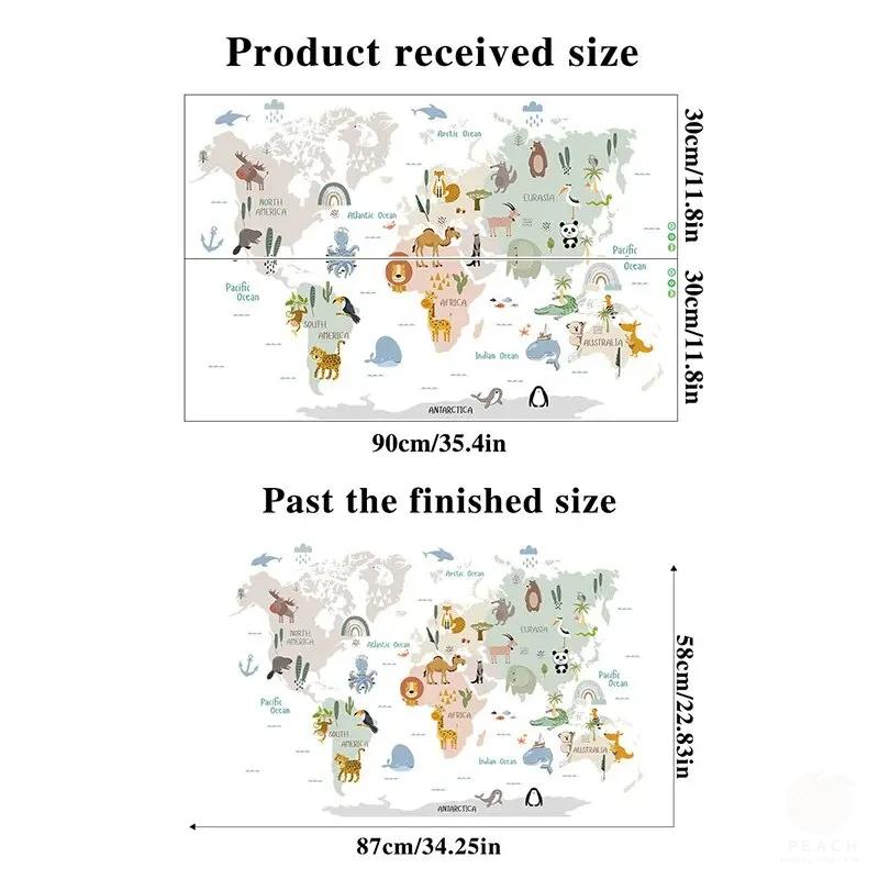 1pc Animal Map Wall Sticker, Home Decoration Wall Sticker, Cute Room Decoration Supplies