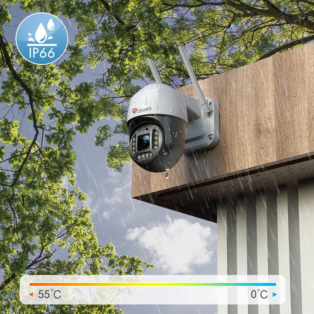 Ctronics Outdoor Security Camera Automatic Human Floodlight TF Card Remote Family AP Preset LAN Cable (4K/5G Wi-Fi Compatible) 8MP, Vehicle/Pet