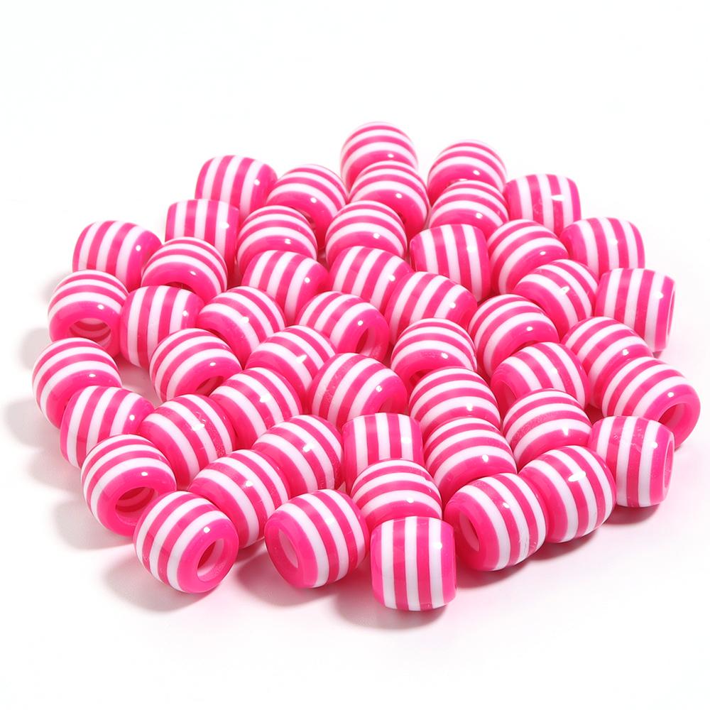 50pcs/Lot Rainbow Color Stripe Resin Beads Barrel Shape Loose Spacer Beads For Jewelry Making DIY Bracelet Necklace Accessories