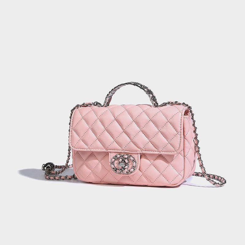 

Нежная бриллиантовая цепочка, маленькая, 2024, новая, высококачественная, нишевая, модная, портативная, универсальная, одно плечевая женская сумка-мессенджер розовый