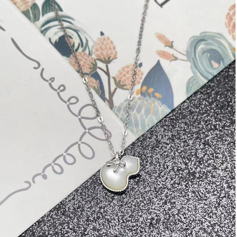 Chinese style new accessories gourd natural fritillary diamond pendant s925 sterling silver necklace women 925 silver