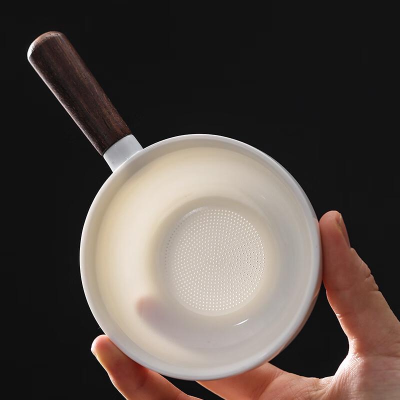 Mutton Fat Jade Porcelain Tea Strainer & Fair Cup Set