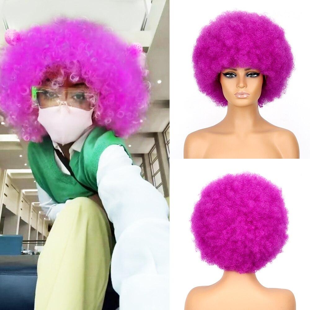 XINRAN Afro-Perücke für Damen, kurz, verworren, lockig, flauschig, Kunstfaser, kurz, halb schwarz, halb weiß, für den Alltag