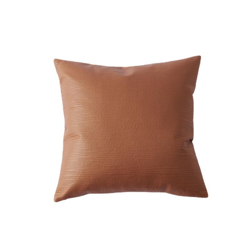 New Style Pillow Living Room Light Luxury Italian Simple Technology Cloth Embossed Double-sided Soft Solid Color Pillow Case