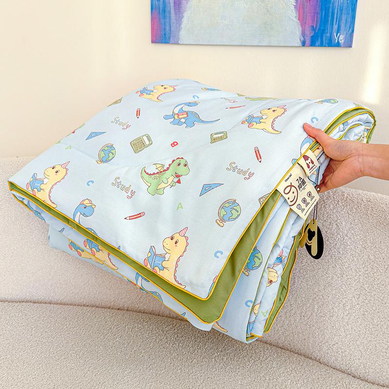 Cartoon Printed Wrinkled Yarn Summer Quilts Cozy Single and Double Air-Conditioned Quilt Cooling Breathable Home Soft Bedspread