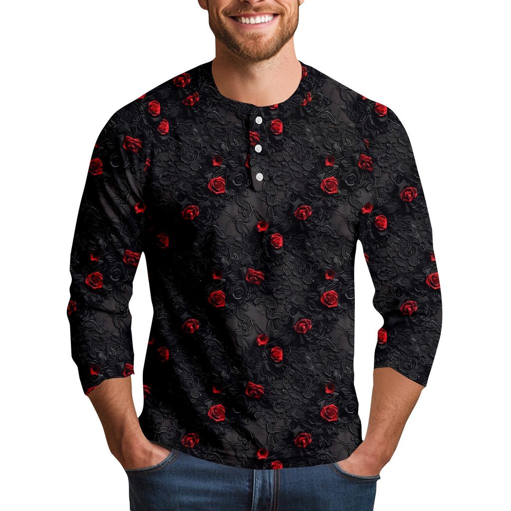 Men's Halloween Print Raglan Dralan Three-quarter Sleeve Casual Top
