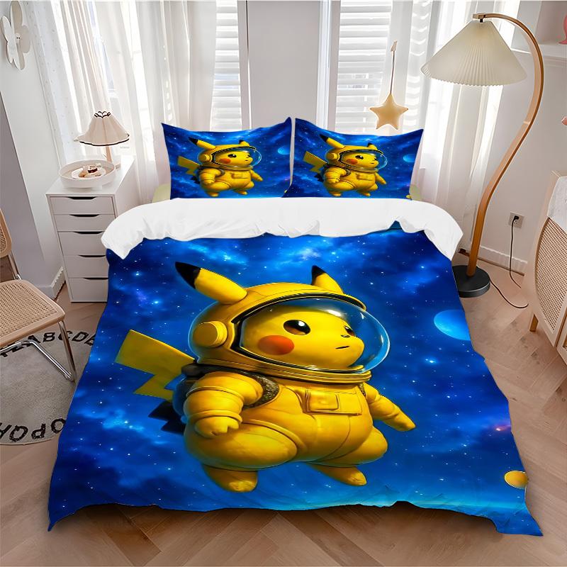 3pcs Pikachu Astronaut Duvet Cover Set, 1 Duvet Cover + 2 Pillowcases (No Insert), High-Definition Print, Home & Dorm Set yy251208014