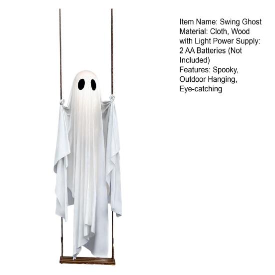 Halloween Outdoor Swing Ghost Decor 5 FT Large Hanging Swing Ghost for Front Porch Yard Tree Haunted House Party Decor