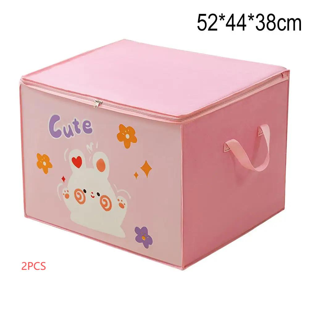 Large Capacity Clothes Quilt Storage Bag Cute Printed Pattern Foldable Dust-proof Wardrobe Storage Box Clothes Organizer