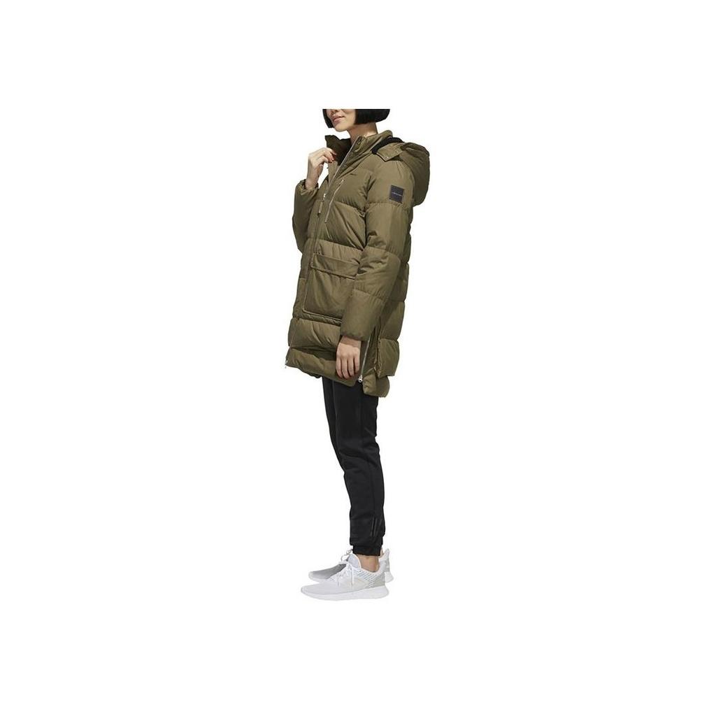 Adidas Down Hooded Puffer Jacket Women Olive Green EI4428