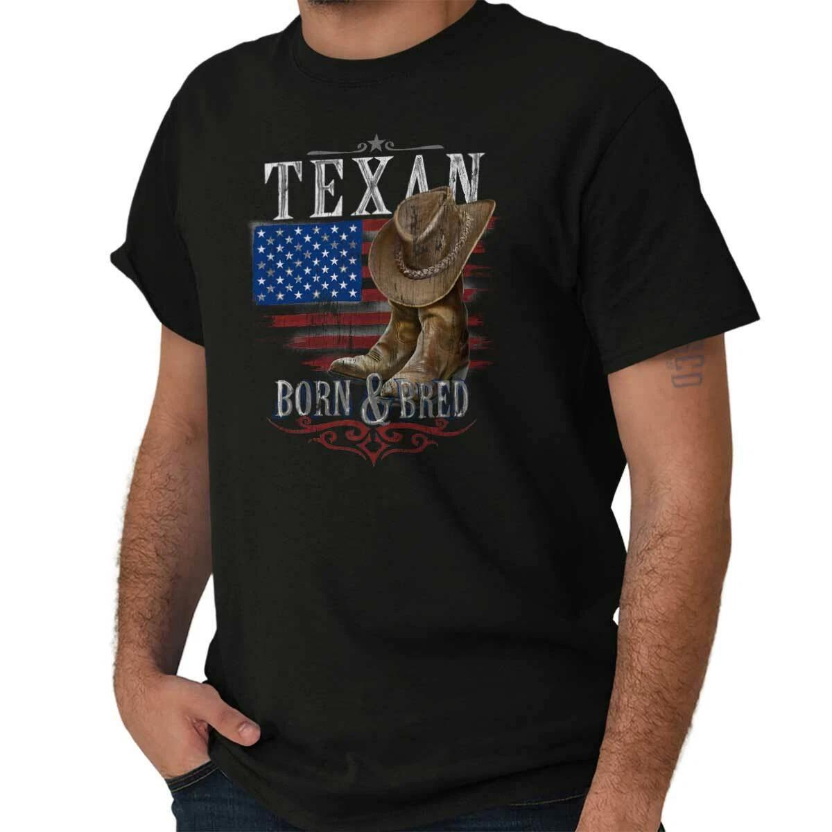 Texan Born And Bred Southern Pride Country TX Adult Short Sleeve Crewneck Tee M