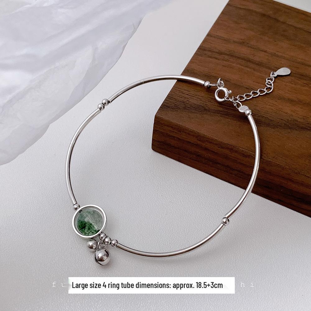 

Браслет Зеленый Фантом в корейском стиле для женщин - Серебро 925 пробы, бусины на удачу с зеленым хрустальным колокольчиком