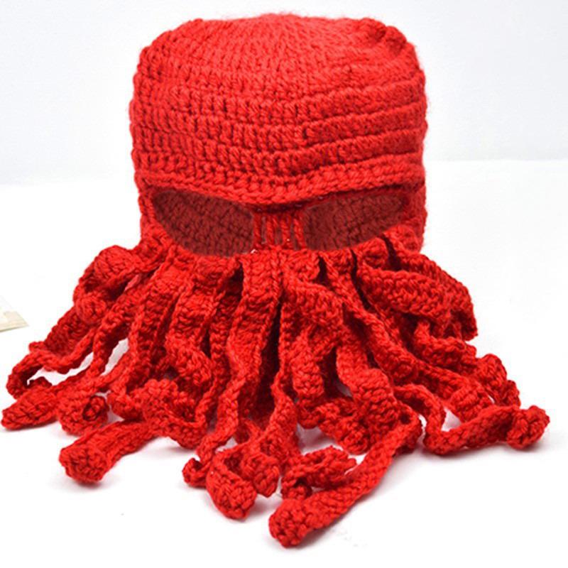 Tentacle Octopus Cotton Hat Crazy Party Squid Hat Balaclava Hat Winter Warm Hat Knitted Octopus Hat Unique Cosplay Prop