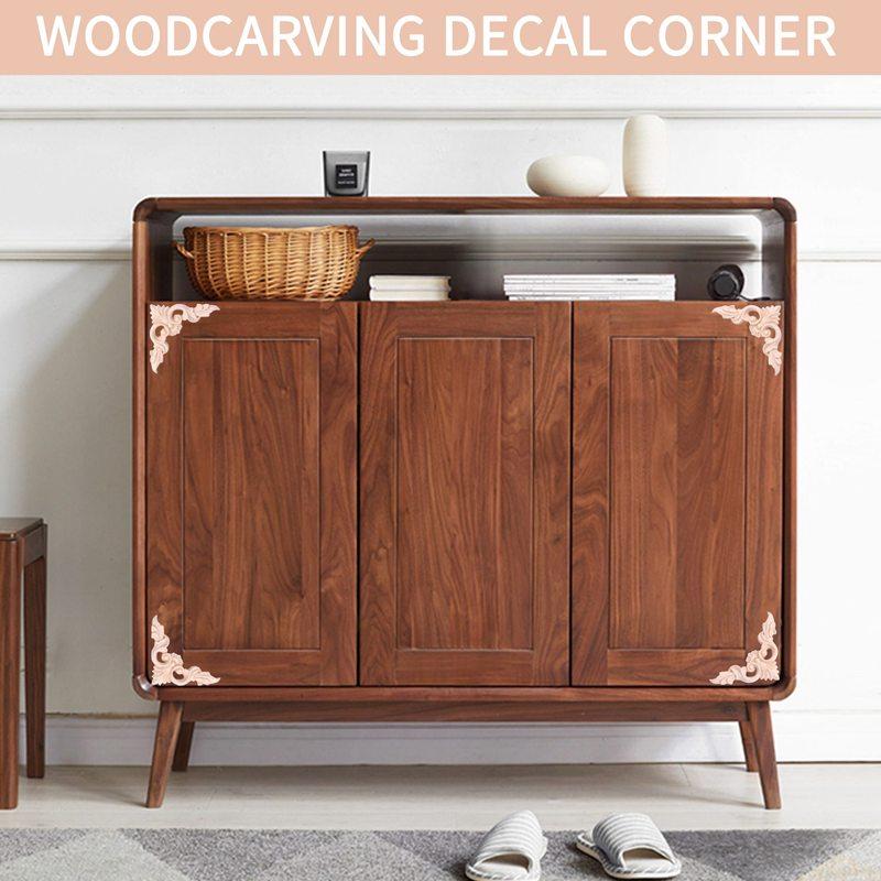 4 шт. 8*8 см деревянные резные угловые накладки на мебель, украшения для дома, неокрашенная аппликация