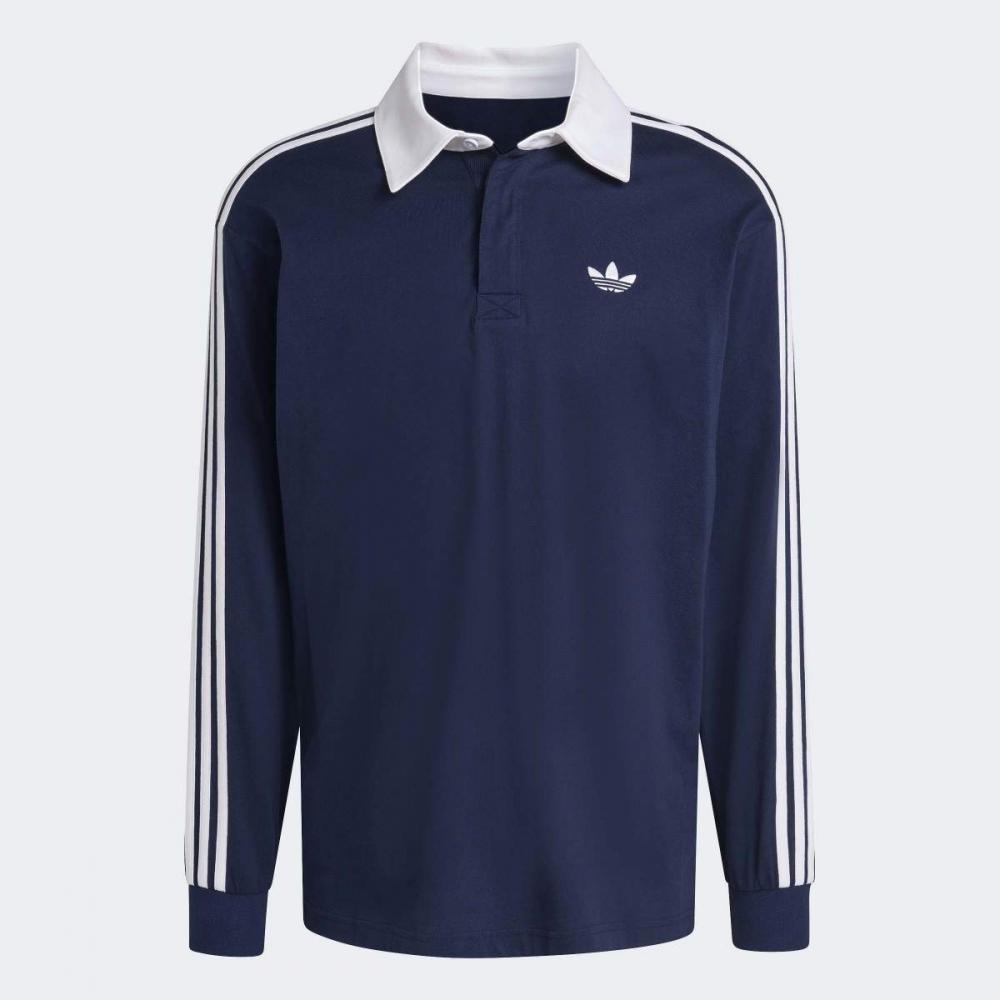 Adidas 3 Stripes Rugby Long Sleeve Polo Navy Ke3574