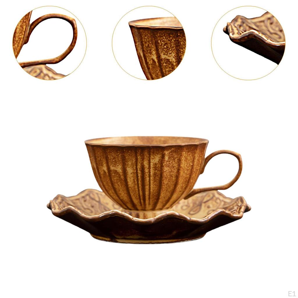 Ceramic Coffee Mug with Saucer Cappuccino Cup Teaware Luxurious Easy To Clean Smooth Latte Art