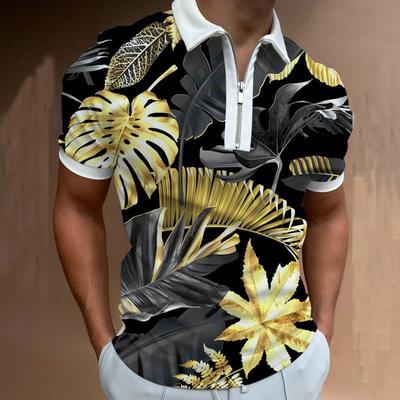 Polohemd mit Reißverschluss 3D-Druck Lässig Revers Kurzarm Pullover Freizeitkleidung