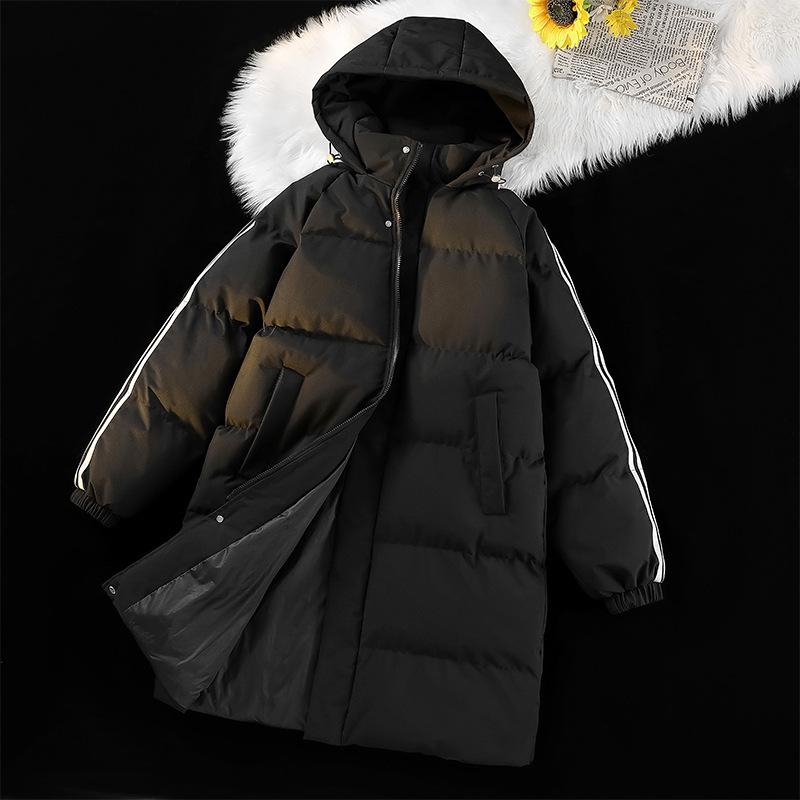 

Men s Winter Mid-Length Cotton Jacket Thick Warm Coat Men Women Casual Outerwear Overcoat Male Parka S чорний