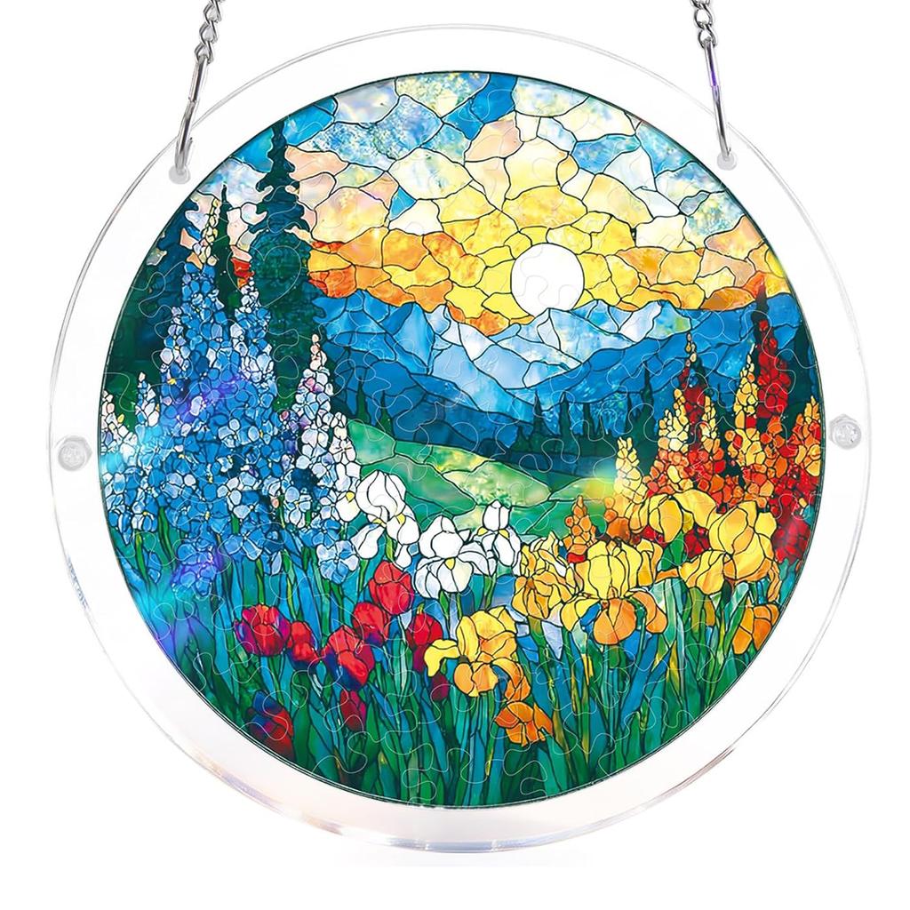 Acrylic Puzzles Suncatcher Window Hanging Crafts DIY Puzzle Suncatcher for Living Room Bedroom Summer Home Balcony Decor