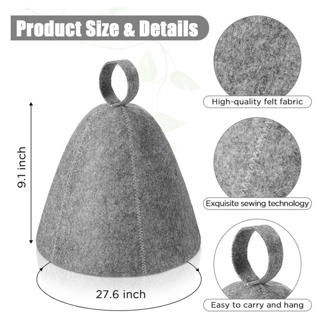 Sauna  Anti Heat Sauna Hat Thicken Wool Felt Shower Cap Hair Turban Quickly Towel Drying Towel Hats Sauna Bathroom Accessories