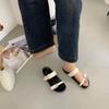 2025 summer flat bottom non-slip word with open-toe buckle breathable round head fashion thick-soled beach sandals women's shoes