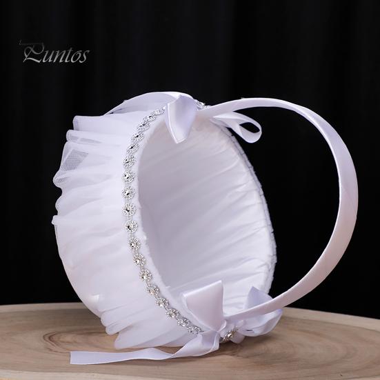 Innovative Portable Exquisite Workmanship Hand Flower Basket Feather Design Wedding Bridesmaid Flower Basket Scene Layout Prop