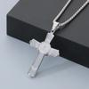 Personalized Religious Cross Pendant Neckalce for Men Women‘s’ Gold Color Stainless Steel Jewelry Thick Brushed Accessories