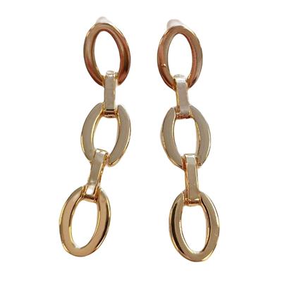 [R8114] - Golden 'Cléopatra' Designer Earrings - 66x13 Mm (mesh)