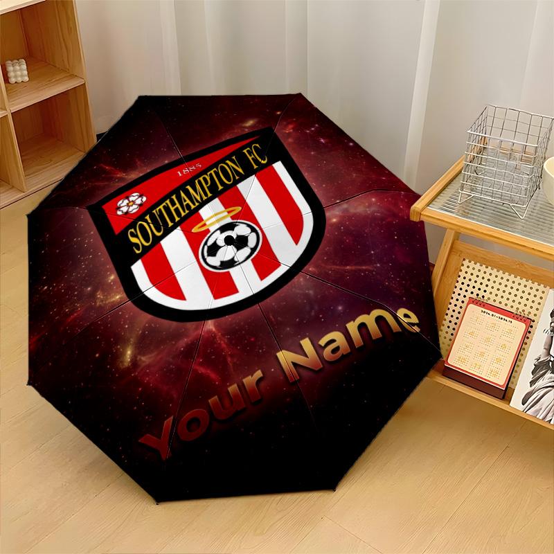 Southampton FC Automatic 3‑Fold Umbrella 8‑Rib Windproof Folding Umbrella Sun Rain Protection For Outdoor Travel Daily Use