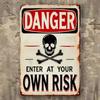 Metal Wall Art Skull Pirate Sign, Vintage Tin Poster for Bar Pub Garage Retro Decor