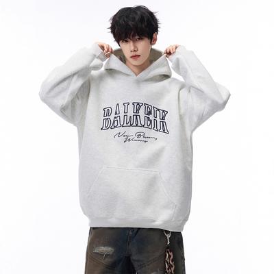 Letter Printed Hooded Sweatshirt for Men In Autumn Loose College Style Casual Sports Hoodie Jacket