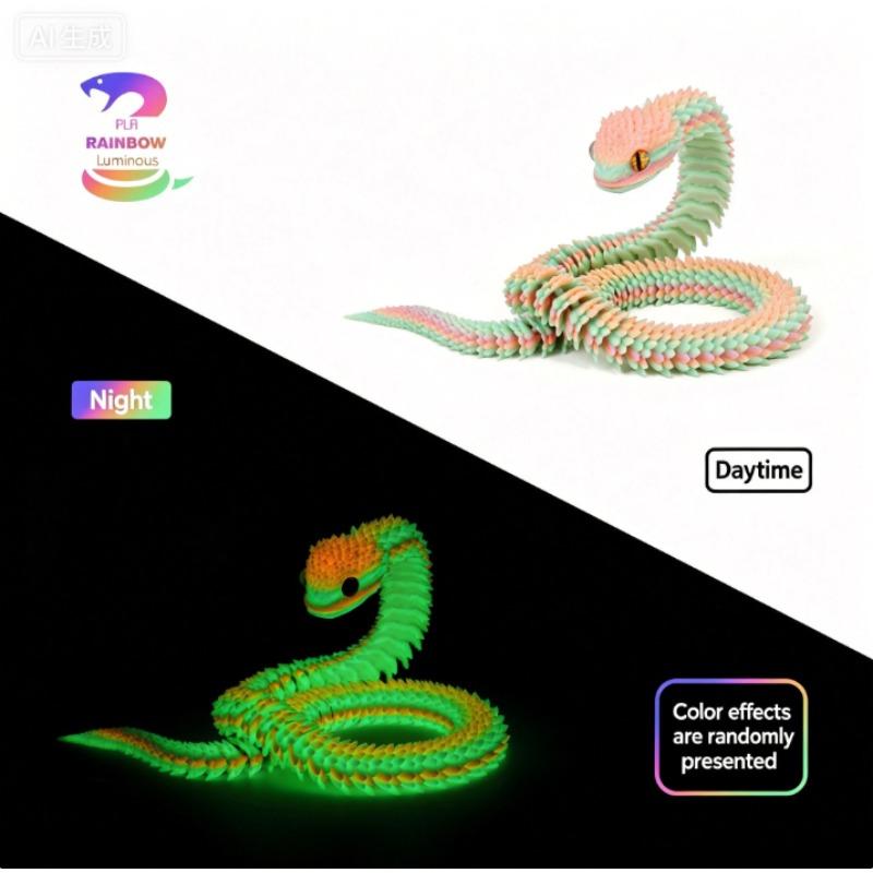 3D Printed Flexible Viper Snake Model – Art Decor, Multiple Colors & Sizes (30cm/40cm/60cm) Perfect for Home and Office Décor.