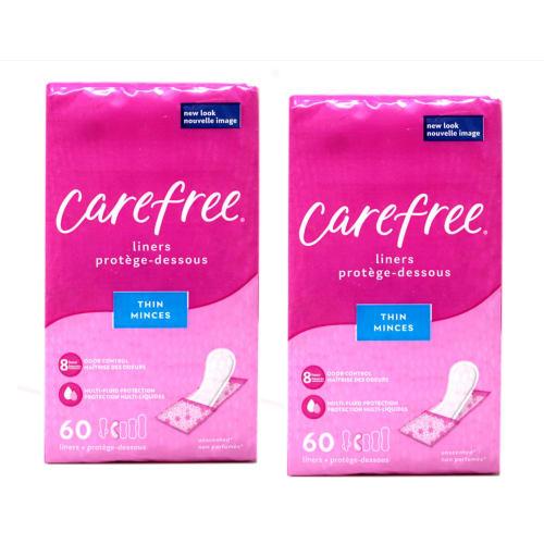 Carefree Body Shape Thin Unscented, 60 Count (Pack of 2) by Carefree