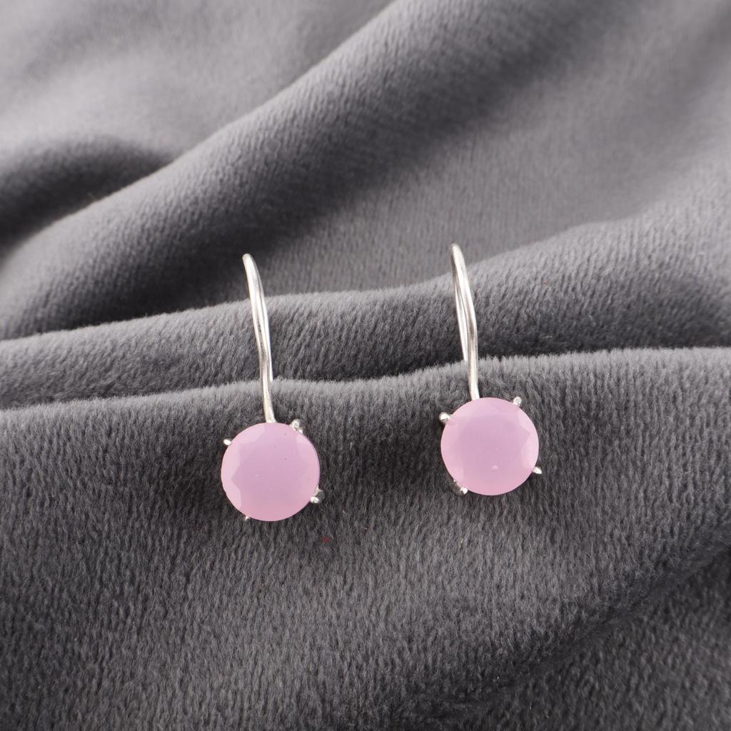 Rose Chalcedony Gemstone Jewelry, 925 Sterling Silver Earring Jewelry, Handmade Gorgeous Earring Gift For Women