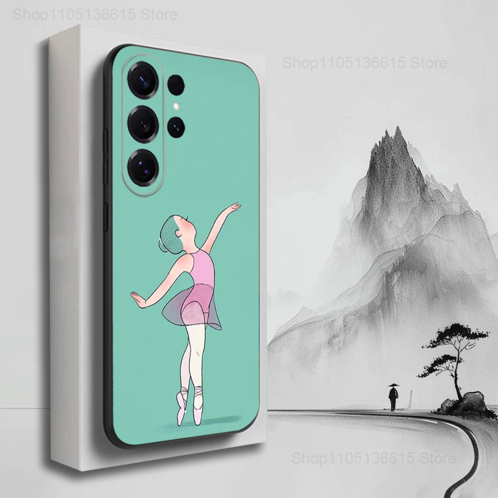 Ballet Art Girl Cute Phone For Samsung S25,S10,S20,S10,S21,S9,S24,S23,Ultra,FE,Plus,Lite,Soft Silicone Black Cover