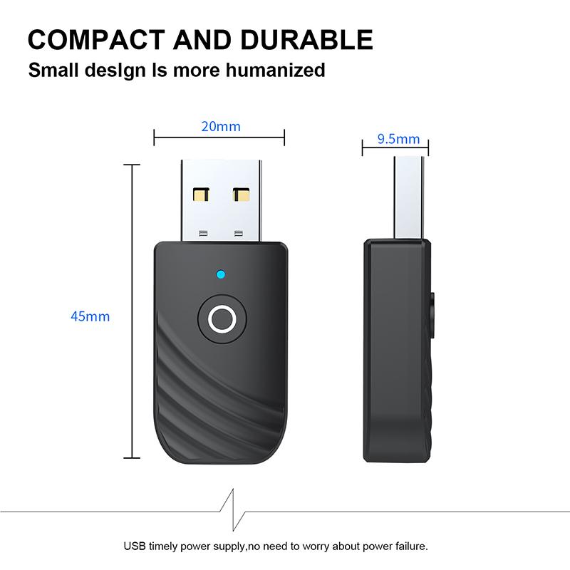 Bluetooth-compatible Dongle 3 in 1 BT5.0 USB Adapter Stereo Audio Transmitter Receiver for TV Computer Car Earphone Headset