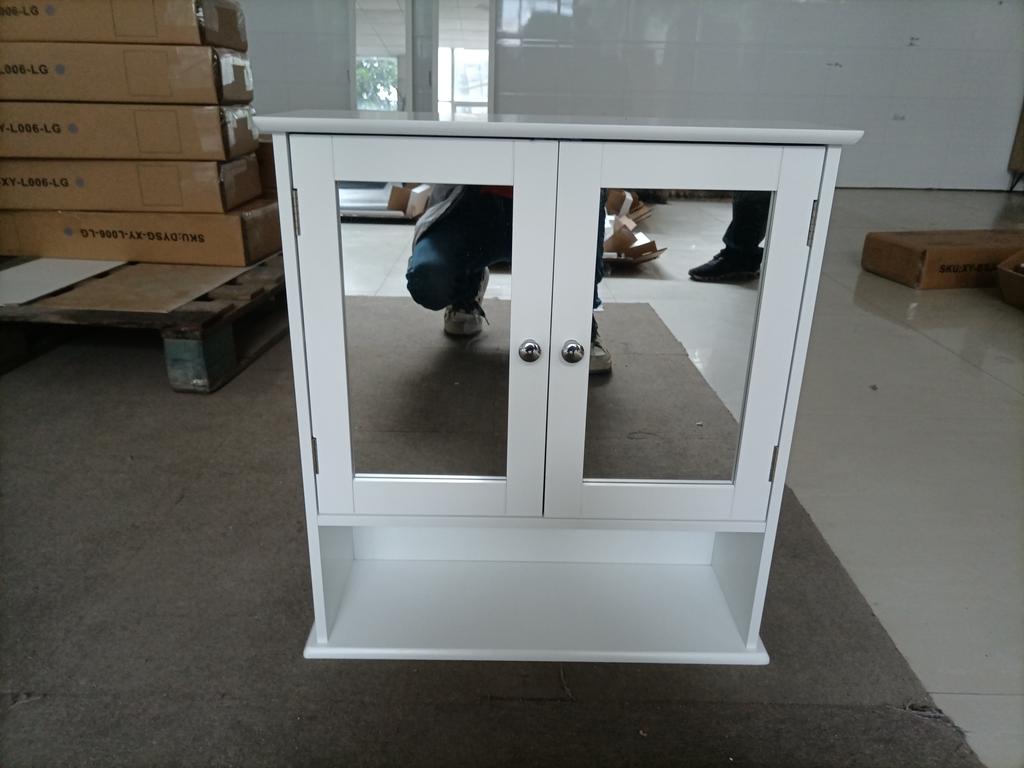 Bathroom Cabinet with Mirror, White Medicine Cabinet with Adjustable Shelf, Toilet Cabinet in Laundry Room and Kitchen