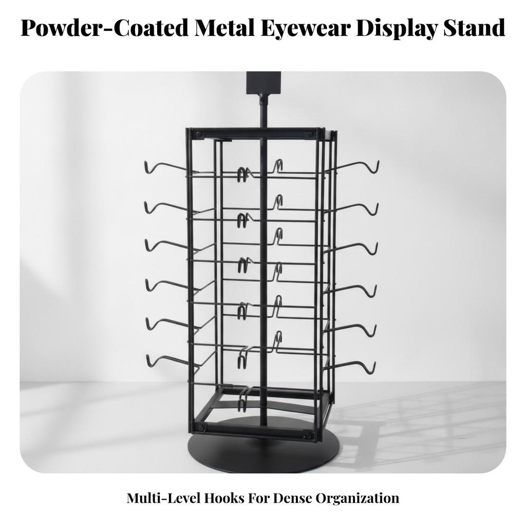 Powder-Coated Rotating Eyeglass Display Rack Compact Easy