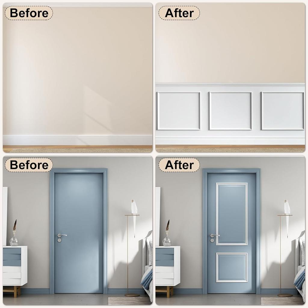 1pc 1m/39.37in Peel and Stick Wall Molding Kit, 3D Premade Accent Molding Wainscoting Panel for Interior Wall Moulding Decor, Re